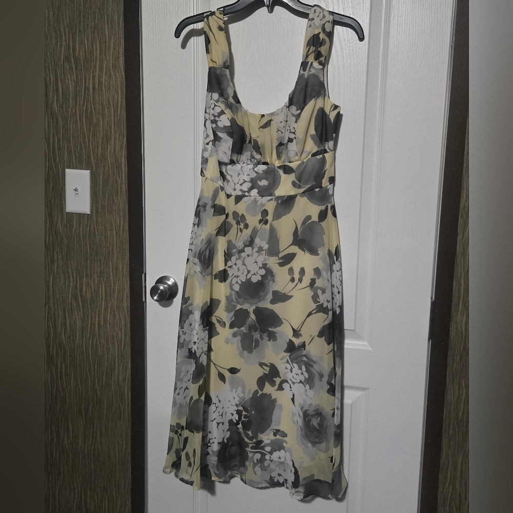 Dress Barn Yellow and Gray Floral Dress